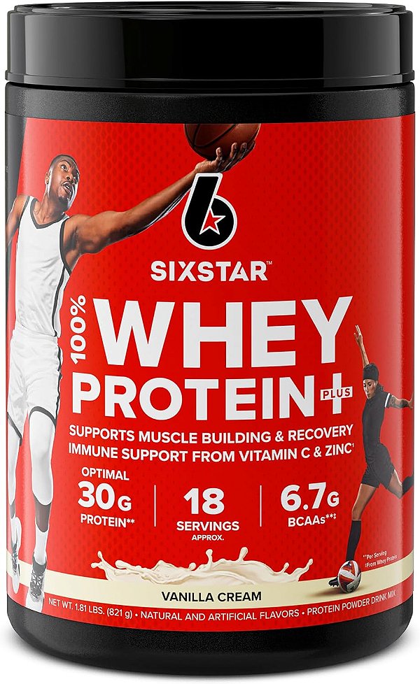 Pó de Proteína Six Star Whey, Whey Protein Plus, Whey Protein Isolado & Peptídeos, Pó de Proteína Magra para Ganho Muscular, Construtor Muscular para Homens e Mulheres, Creme de Baun