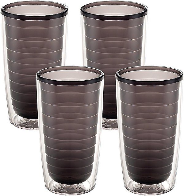 Tervis Vidro Duplo Isolado de Mesa Claro e Colorido Feito nos EUA Copo de Viagem Mantém Bebidas Frias e Quentes, 16oz - 4 unidades, Quartzo