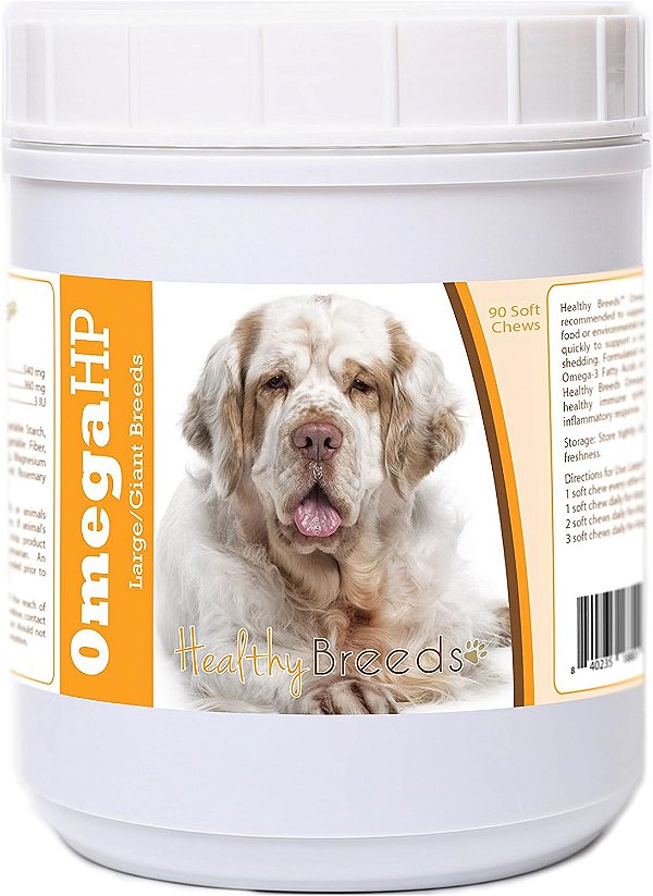 Suplemento de Omega HP Ácido Graxo para Suporte da Pele e Pelagem em Mastigáveis ​​Macios 90 Contagem para Raças Saudáveis Clumber Spaniel