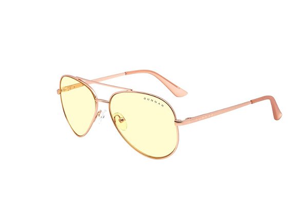 GUNNAR - Óculos de jogos e computador Premium - Bloqueia 65% da luz azul - Maverick, ouro rosa, tonalidade âmbar