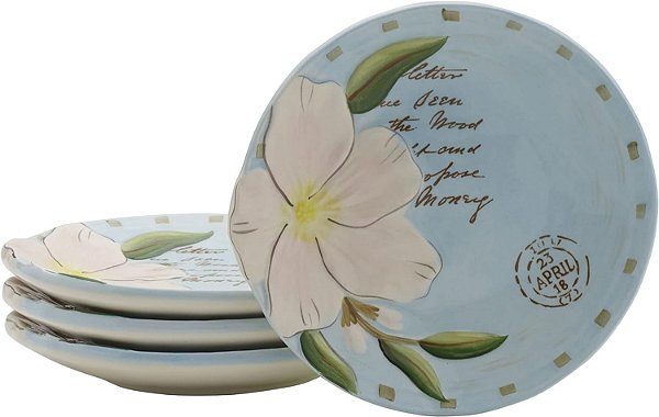 Pratos de Aperitivo Fitz and Floyd Toulouse, Conjunto de 4, 5 polegadas, Azul