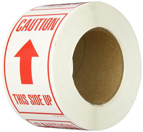 Lógica de Fita Aviditi - Adesivo de Aviso de Setas Vermelhas e Brancas Cuidado - Este Lado Para Cima de 3 x 5 para Envio, Manuseio, Embalagem e Mudança