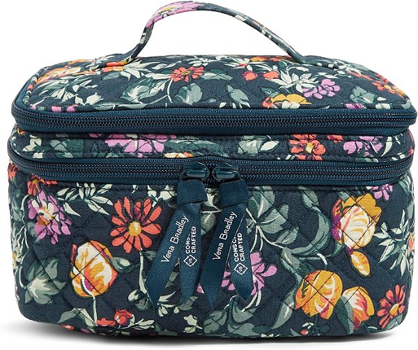 Estojo organizador de maquiagem de algodão Vera Bradley para mulheres