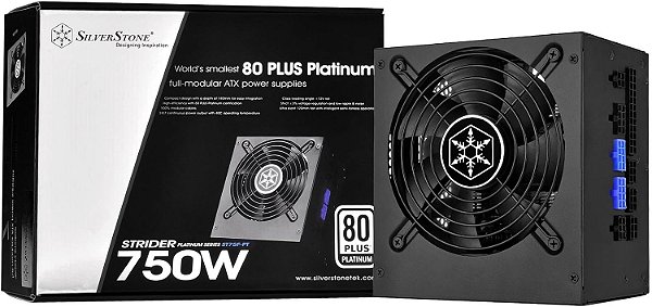 Fonte de alimentação ATX SilverStone Technology 750W 80 Plus Platinum Certificada, Única linha +12V, PS-ST75F-PT