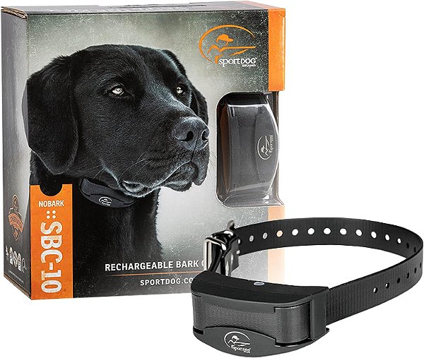 Coleira Anti-Latido Recarregável e Programável SportDOG Brand NoBark 10 - À Prova d'Água e Submersível, Preto