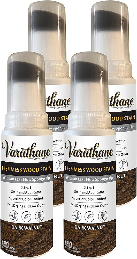 Corante para madeira Varathane Less Mess e Aplicador, 4 oz, Noz Escura, Pacote com 4 unidades