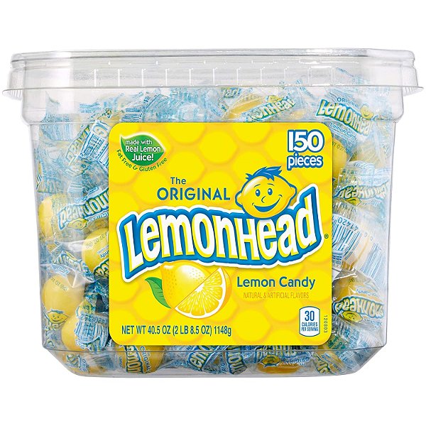 Bala de Limão Lemonhead, Embaladas Individualmente, Pote com 150 Unidades