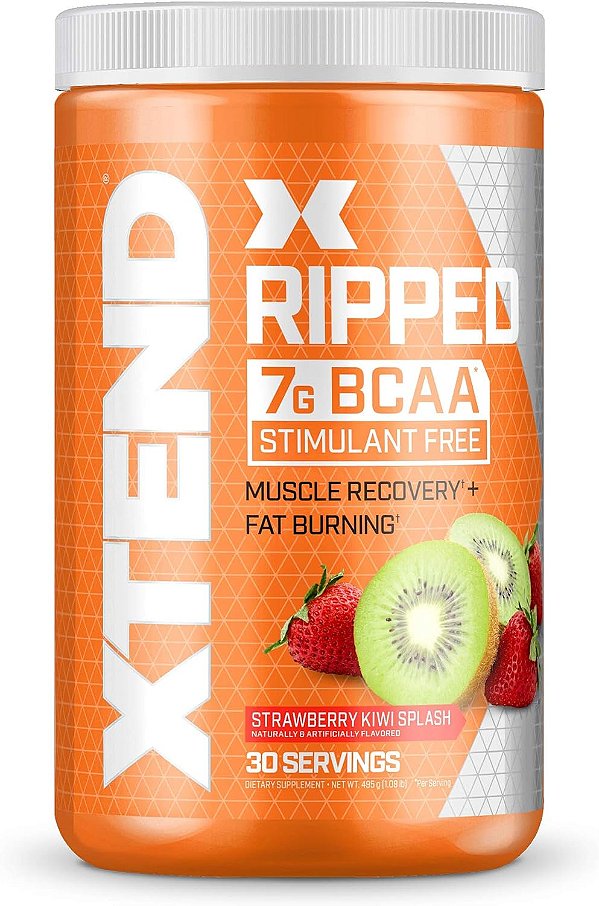 XTEND Ripped BCAA em Pó Morango Kiwi | Fórmula de Corte + Bebida pós-treino sem açúcar para recuperação muscular com Aminoácidos | 7g de BCAAs para Homens e Mulheres |