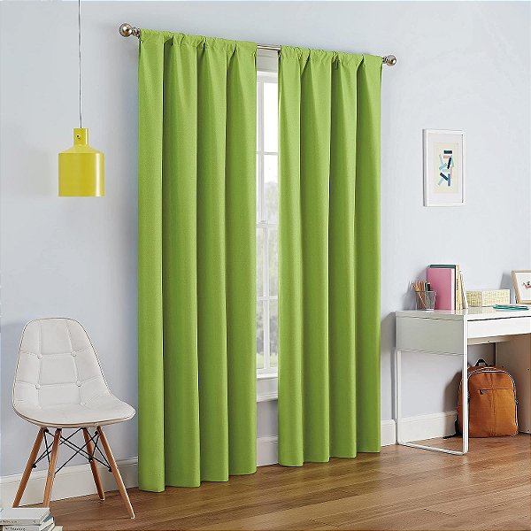 Cortina para janela ECLIPSE Kendall Modern Blackout Thermal Rod Pocket para quarto ou sala de estar (1 painel), 42 x 95, Limão.