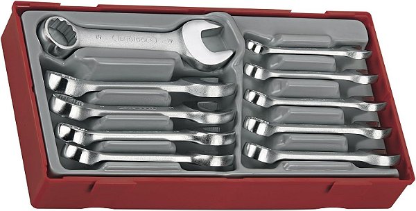 Conjunto de Chaves Combinadas Métricas Teng Tools 10 Peças 10mm - 19mm - TT6010M, Prata