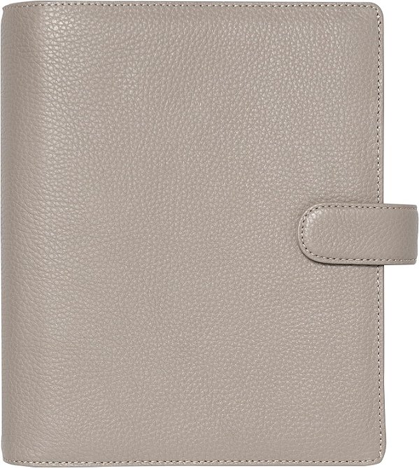 Organizador Filofax Norfolk, Tamanho A5, Taupe - Couro Macio de Grão Integral, Seis Anéis, com Agenda Semanal, Multilíngue, 2024 (C022643-24)