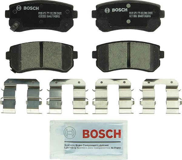 Conjunto de pastilhas de freio de disco de cerâmica premium QuietCast BC1398 da BOSCH - Compatível com Hyundai ix35, Tucson; Kia Cadenza, Forte, Forte5, Sportage; TRASEIRO