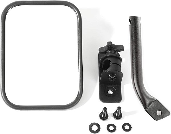Espelho do Trilho Stubby, Retangular, Preto Texturizado | 11025.20 | Serve para Jeep Wrangler 1997-2018