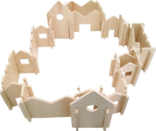 O Sapo Sardento Pequeno Arquiteto Feliz - Conjunto de 22 - Idade 18m+ - Blocos de Madeira para Crianças - Crie Layouts de Vilarejo Infinitos - Leve
