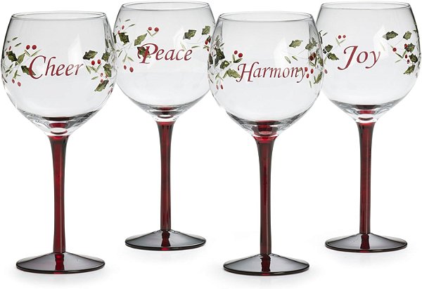 Pfaltzgraff Winterberry Harmony/Paz/Alegria/Felicidade Taças de Vinho (Conjunto de 4)