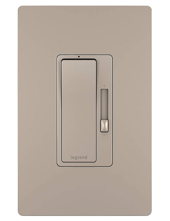 Legrand - Pass & Seymour Interruptor de Luz Dimmer Radiant com Placa de Parede, para Luzes LED Reguláveis, Lâmpadas LED e CFL de 450W - 700W Incandescente e Halógena, Níquel, RHCL453