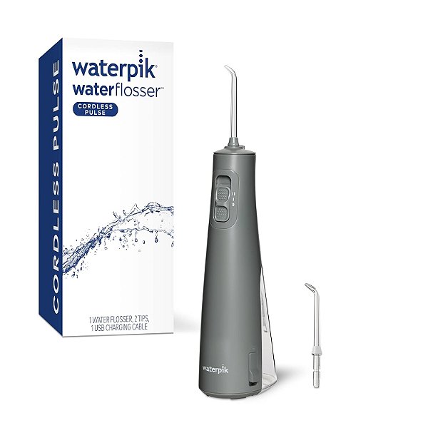 Irrigador Oral Portátil Recarregável Waterpik Cordless Pulse para Limpeza dos Dentes, Gengivas, Cuidados com Aparelhos Dentários e Viagem com 2 Pontas de Irrigação, À Prova d'Água