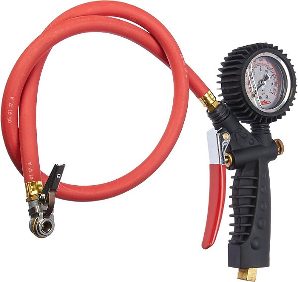 Milton 573A Pro Analógico Pistola Grip Inflador com Medidor de Pressão - 36 Mangueira Bico de Bola c/ Clip - Feito nos EUA 160 PSI