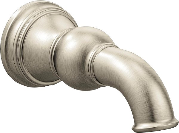 Moen S12105BN Weymouth Bico de Banheira Sem Desvio de Conexão Deslizante de 1/2 Polegada, Níquel Escovado
