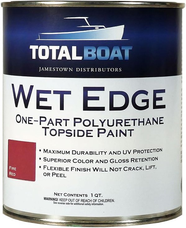 Pintura para Parte Superior Marinha TotalBoat Wet Edge para Barcos, Fibra de Vidro e Madeira (Vermelho Fogo, 1 Quartos (Pacote de 1))