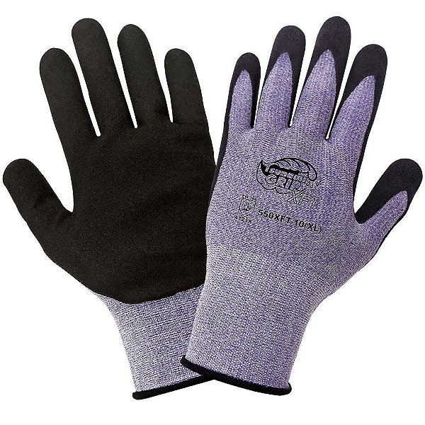 Global Glove 550XFT - Tsunami Grip XFT - Luva revestida com tecnologia Xtreme Foam - Médio, Preto, Roxo.
