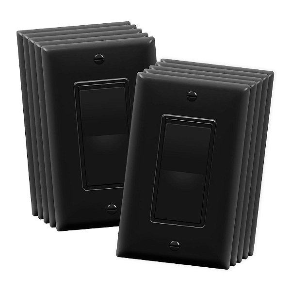 Interruptor de luz tipo balancim de acabamento decorativo ENERLITES com placa de parede, acabamento brilhante, monopolar, 3 fios, parafuso de aterramento, padrão residencial, 15A 120V/