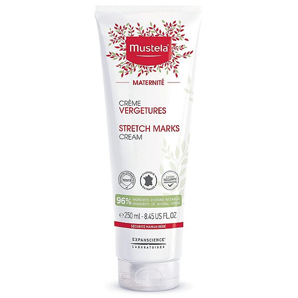 Creme para Estrias na Gravidez da Maternidade Mustela - Hidratante para Massagem de Cuidados Naturais com Abacate, Maracujá e Manteiga de Karité - Levemente Perfumado ou sem Fragrância - V