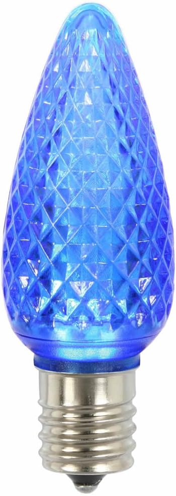Lâmpada de reposição azul facetada LED C9 da Vickerman, pacote com 25 unidades.