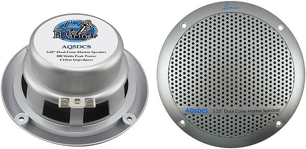 Alto-falantes marítimos de 5,25 polegadas da Lanzar - Sistema de som estéreo resistente à água de 2 vias com potência de 300 watts, grelhas removíveis e tratamento de resina para uso inter