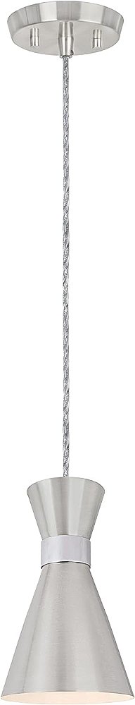 Aspen Creative 61112-11, Uma Luminária de Teto Mini Pendente, Design Transicional em Níquel Acetinado e Acabamento Cromado, Pendente de 5 de Largura