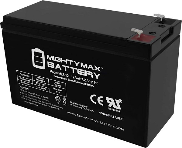 Bateria Mighty Max ml7-12 - Bateria SLA de 12 volts 7,2 ah, marca do produto, preto