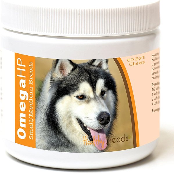Suplemento Healthy Breeds Siberian Husky Omega HP para Suporte da Pele e Pelagem em formato de Petiscos Macios com 60 unidades