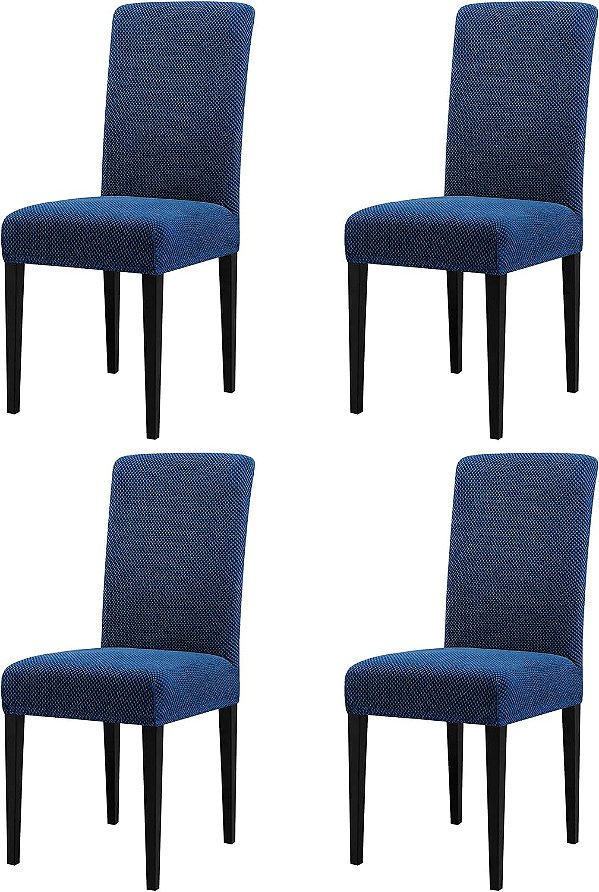 Capas de cadeira para sala de jantar Subrtex, conjunto de 4, capas elásticas para cadeiras, capas antiderrapantes removíveis laváveis para cadeiras de cozinha Parson (azul)