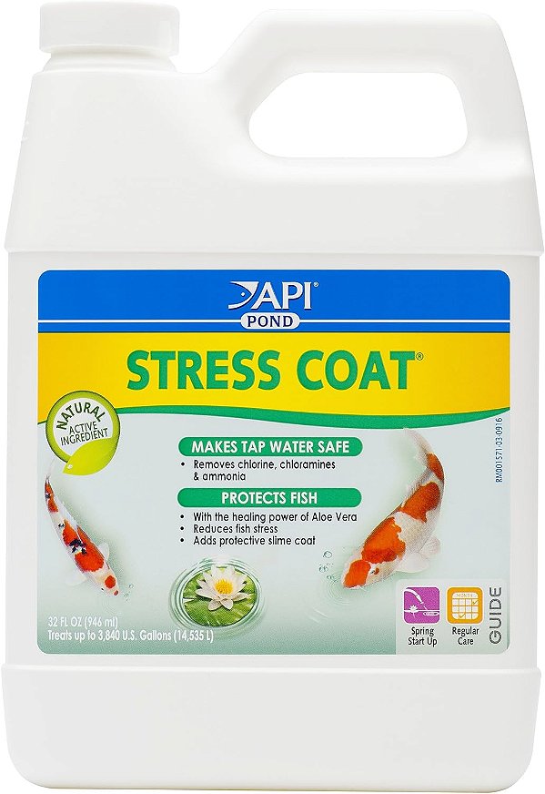 API POND STRESS COAT: Condicionador de água para lagoa em frasco de 32 onças.