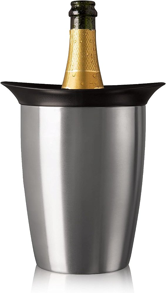 Resfriador Ativo de Champanhe Elegante Vacu Vin - Resfriador Reutilizável de Garrafa de Champanhe - Aço Inoxidável - Resfriador de Prosecco Para Garrafas de Tamanho Padrão - Ch