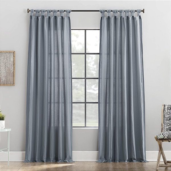 Cortina de algodão lavado Archaeo com Twist Tab, 52 x 63, azul tempestade.