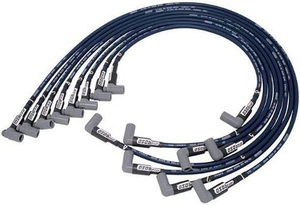 Conjunto de Cabos de Vela Moroso 73664 Ultra 40 Azul, para Motores Small Block Chevy com Distribuidor HEI, Terminais de Vela a 90 Graus