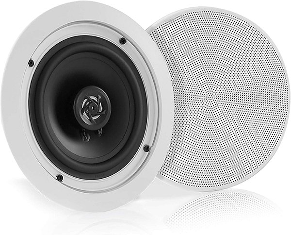 Sistema de Alto-falantes Bluetooth de Montagem Embutida em Parede/Teto de 2 Vias Pyle 5.25 - Conexões Rápidas, Grade Redonda/Quadrada Substituível, Cone de Polipropileno e