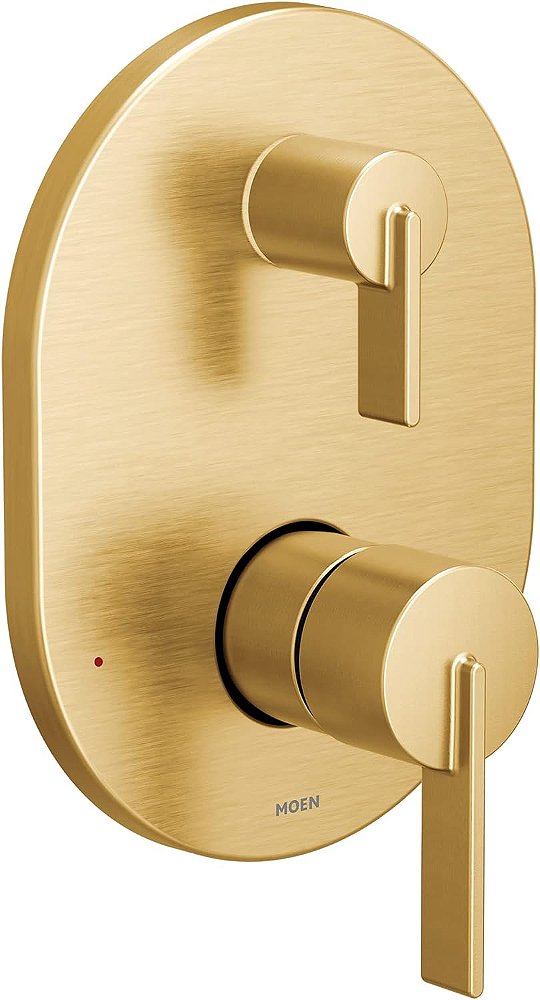 Coleção Moen UT3331BG CIA M-CORE 3-Series 2-Handle Shower Trim com Transferência Integrada, Válvula Necessária, Dourado Escovado.