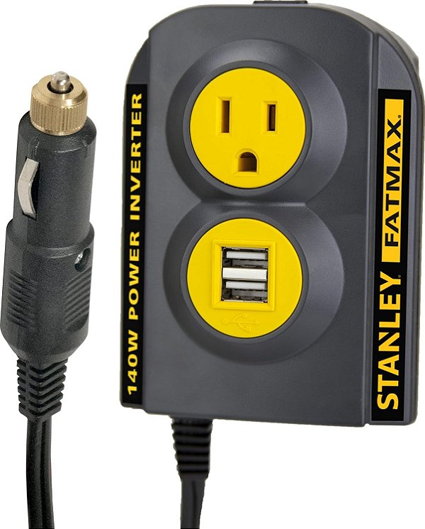 Conversor de Energia STANLEY FATMAX PCI140 140W: 12V DC para Tomada de 120V AC com Portas USB Duplas