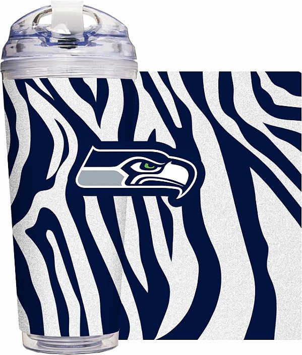 Rico Industries NFL Futebol Glitter 24oz Copo de acrílico com tampa articulada, oficialmente licenciado Copo de parede dupla com glitter e canudo