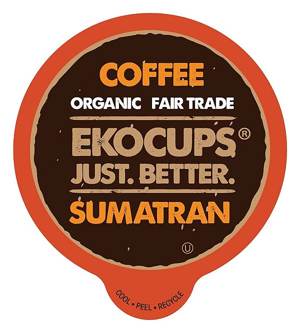 Cápsulas de Café Orgânico de Sumatra EKOCUPS, 30% a mais de café por xícara, Torra Escura de Comércio Justo, Mistura Reserva de Sumatra para Máquinas Keurig K Cup, Cá
