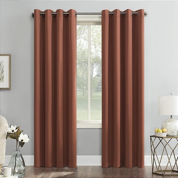 Cortina de ilhós Sun Zero Soho Blackout Energy Efficient, 1 painel, 54 x 95, Terracota