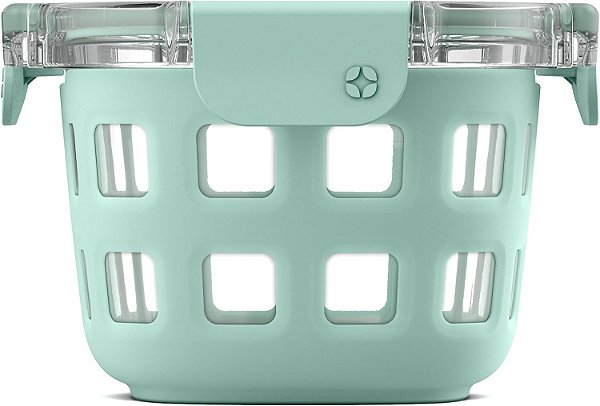 Recipiente para preparação de refeições Ello Duraglass - Recipiente de vidro para armazenamento de alimentos com capa de silicone e tampa hermética de plástico livre de BPA, seguro para lava-louças, micro-ondas