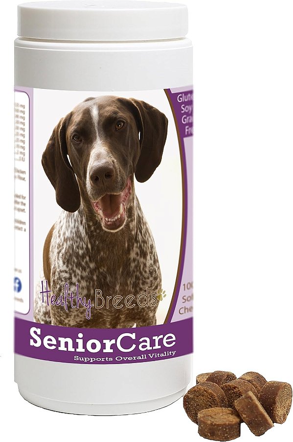 Tabletes Mastigáveis Macios para Cuidados com Cães Idosos da Raça Pointer Alemão da Healthy Breeds - 100 unidades.