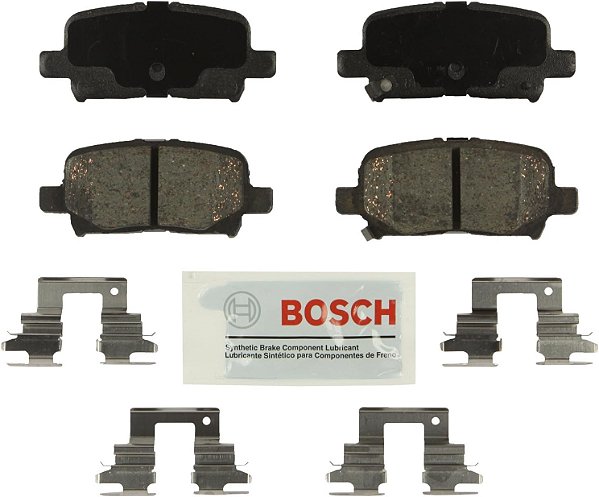 Conjunto de pastilhas de freio de disco de cerâmica azul BOSCH BE865H com hardware - Compatível com Acura MDX selecionado; Honda Odyssey, Pilot; TRASEIRO