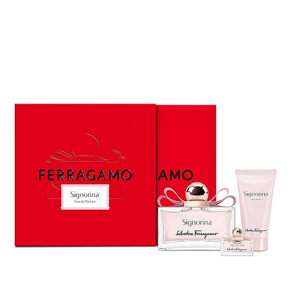 Salvatore Ferragamo Signorina para Mulheres - Conjunto de Presente 3 Peças 3.4oz EDP Spray, 1.7oz Loção Corporal, 0.17oz EDP Spray