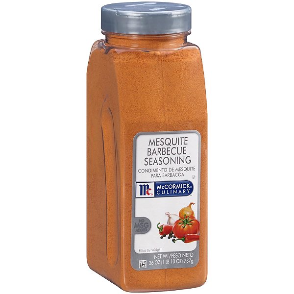 Temporada de churrasco de mesquite McCormick Culinary, 26 oz - Um recipiente de 26 onças de tempero de mesquite, melhor em sanduíches de porco, costelas, peito bovino, ou como tempero de amaciante