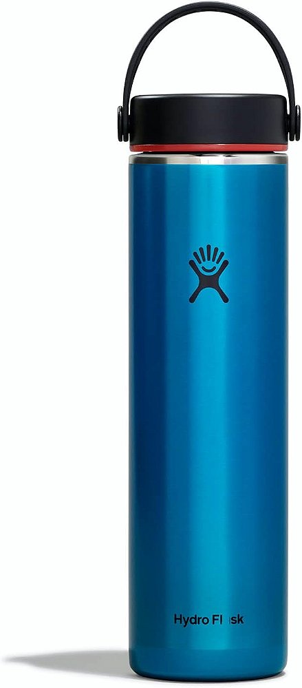 Garrafa de água leve da série Hydro Flask Trail com tampa flexível de boca larga e isolamento a vácuo de parede dupla.