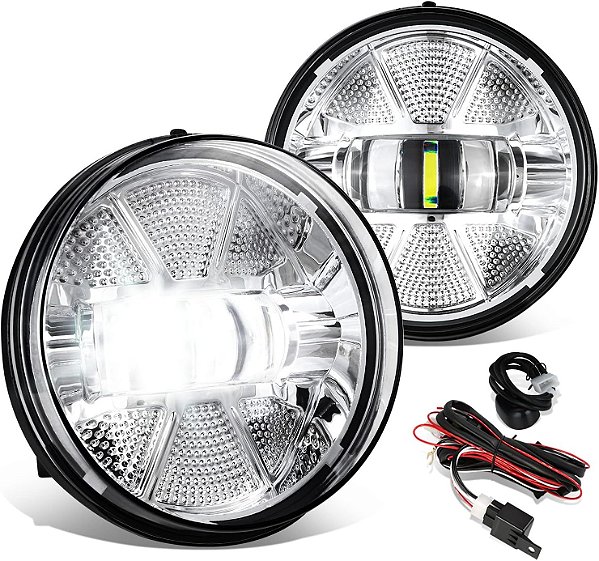 Par de Luzes de Neblina LED com Chicote de Fiação e Interruptor Compatível com GMC Sierra 1500/2500 HD/3500 HD 07-13/07-14, Lente Transparente